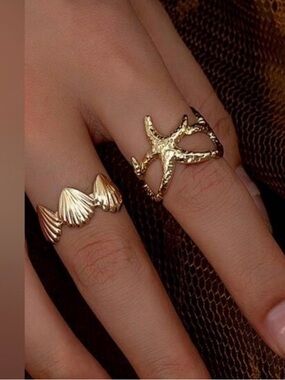 💎 NEW 💎 Gold Starfish and Shell Accent Rings 💎
